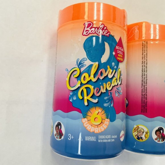 2 Barbie Color Reveal Chelsea Doll Orange Tube w/ 6 Surprises Sunny N Cool Serie - Picture 7 of 11